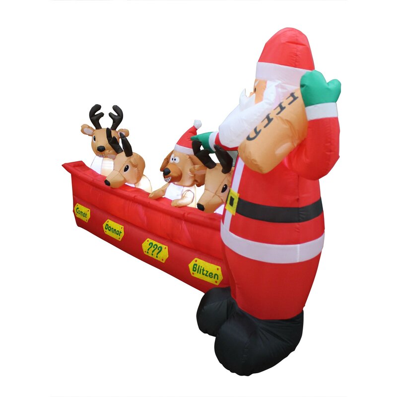 The Holiday Aisle® Santa And His Reindeer Inflatable And Reviews Wayfair 1542